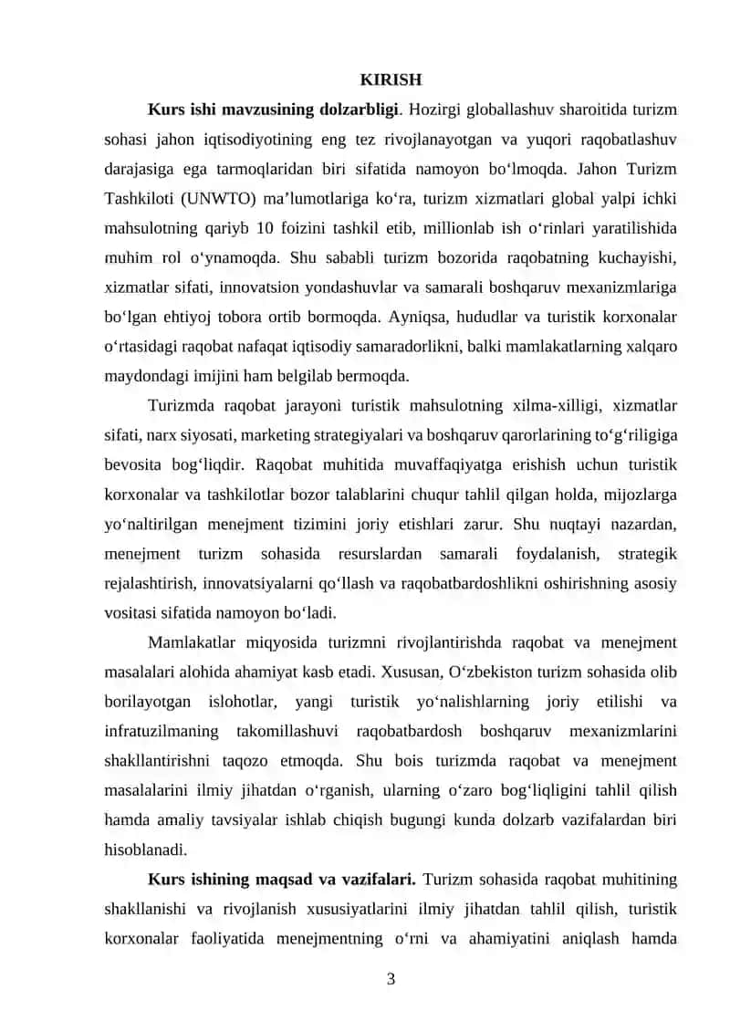 Turizmda raqobat va menejment 3