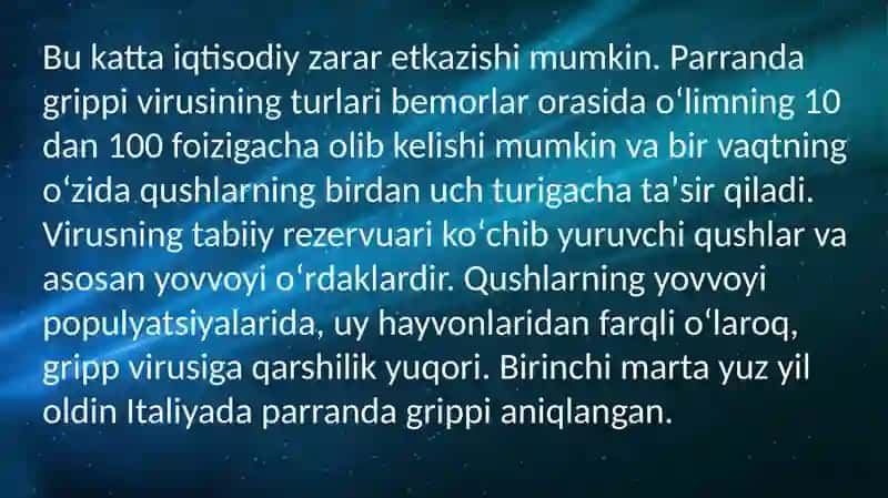 Parranda va cho‘chqa gripi va uning hozirgi kundagi muammolari 3