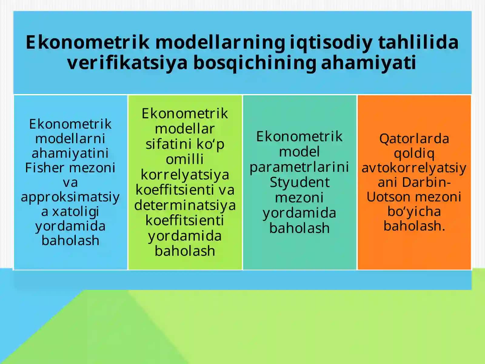 EKONOMETRIK MODELLARNI BAHOLASH 3