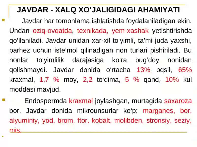Javdar Biologiyasi va Yetishtirish Texnologiyasi 3