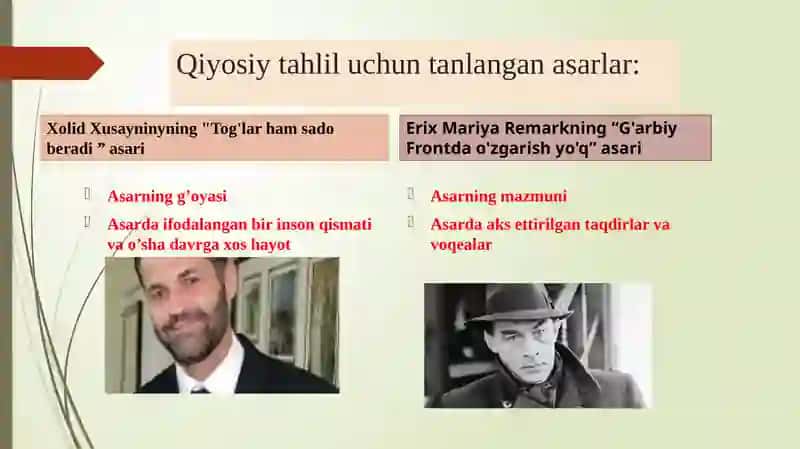 Xolid Husayniy VA Remark asarlari taxlili 3