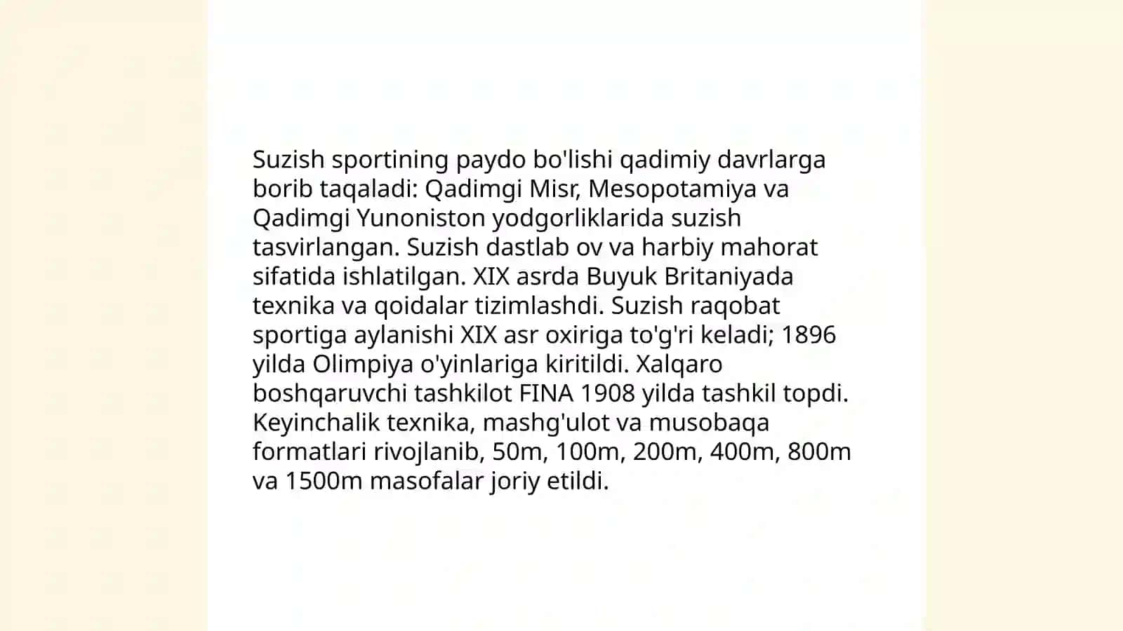 Suzish sporti tarixi va qoidalari 3