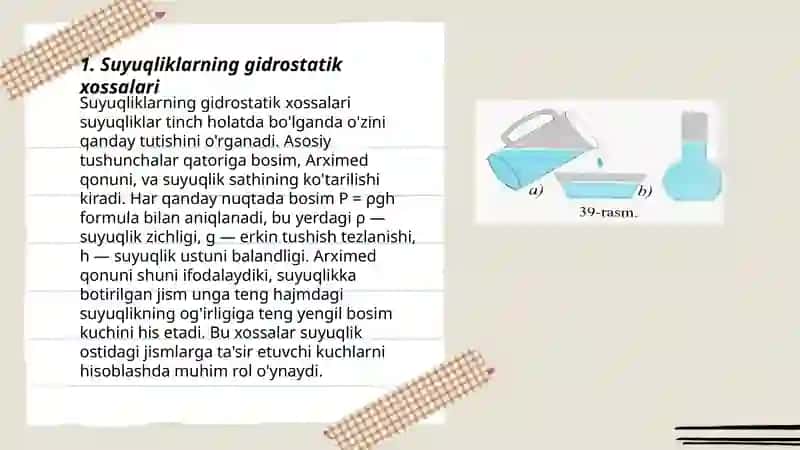 Suyuqlikning mehanik ahamiyati 3