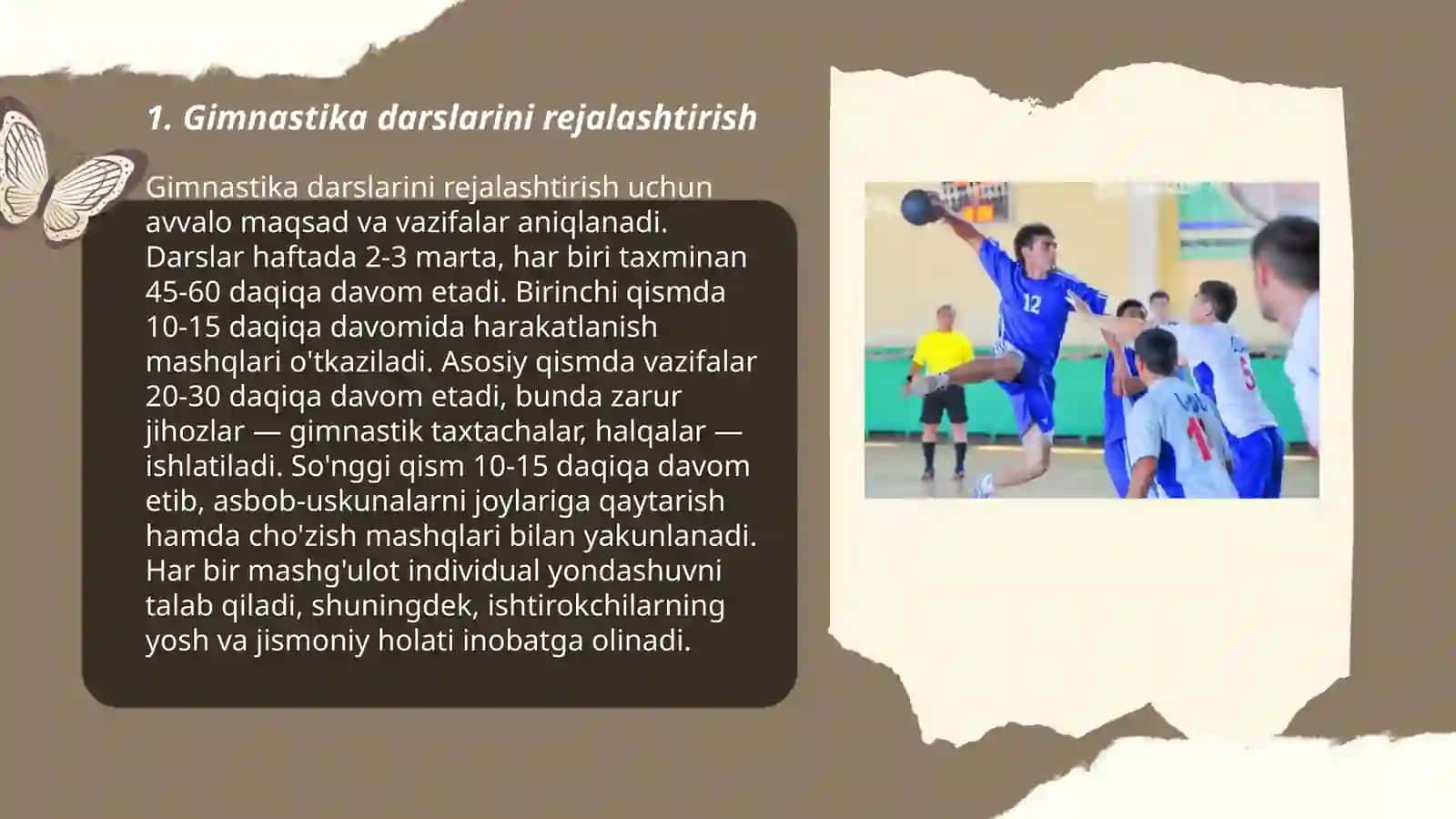 Gimnastika darslarini tashkil qilish va o'tkazish 3