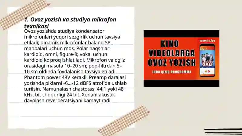 Ovoz va video lavhalarga ishlov berish 3