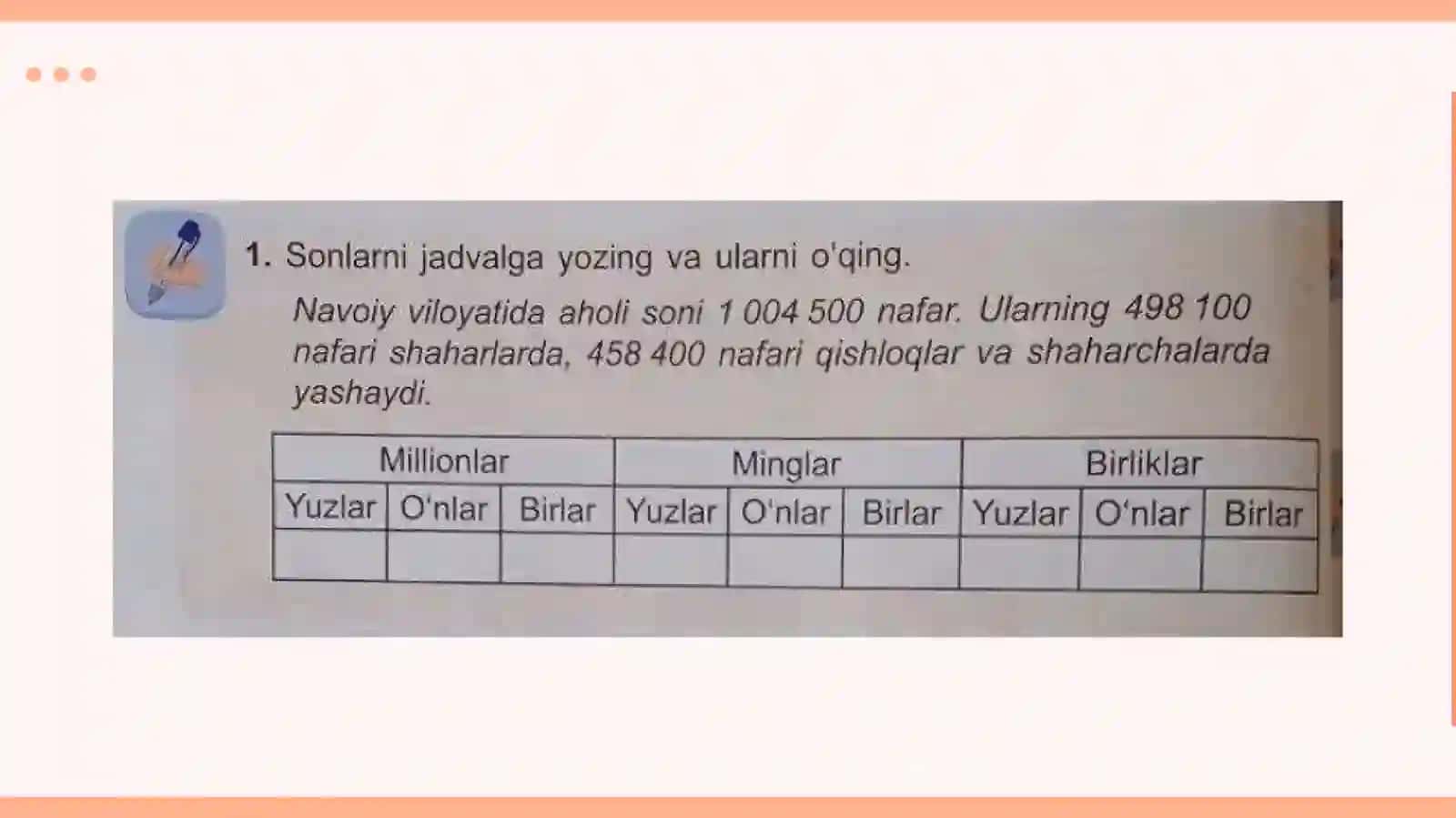 Ko’p xonali sonlarni o’qilishi va yozilishi 3
