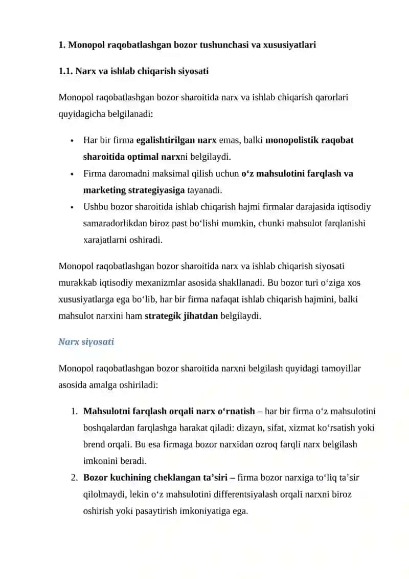 MONOPOL RAQOBATLASHGAN BOZORNING XUSUSIYATLARI 3