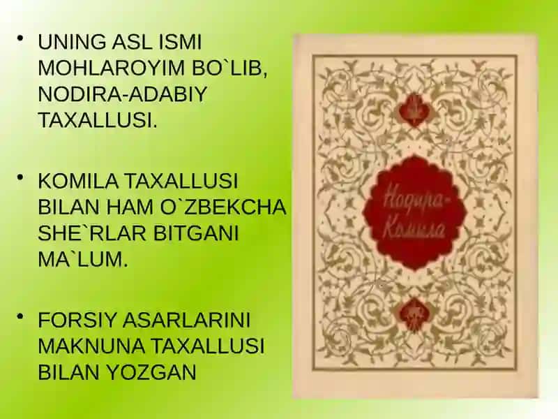 Mohlaroyim Nodira ijodiy merosi 3