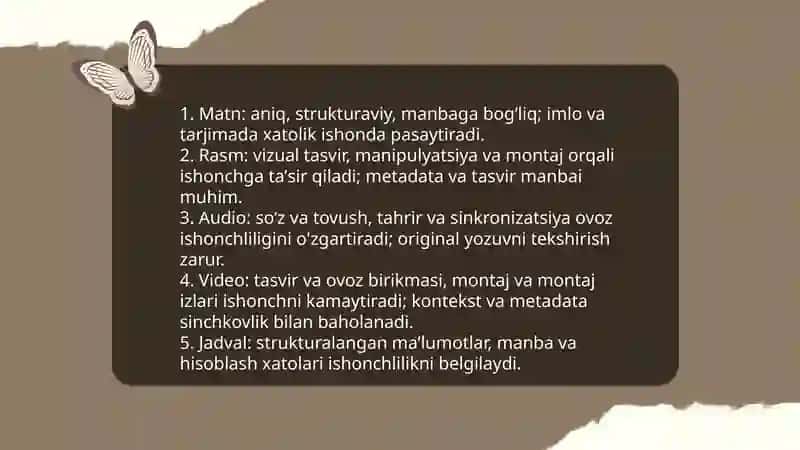 Axborot turlari va uning ishonchliligi 3