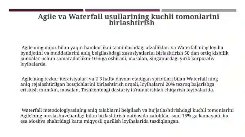 Agile va Waterfall Yondashuvlarini Integratsiyalashning Imkoniyatlari 3