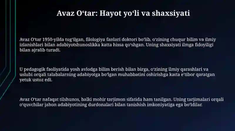 Avaz O'tar hayoti va ijodi 3