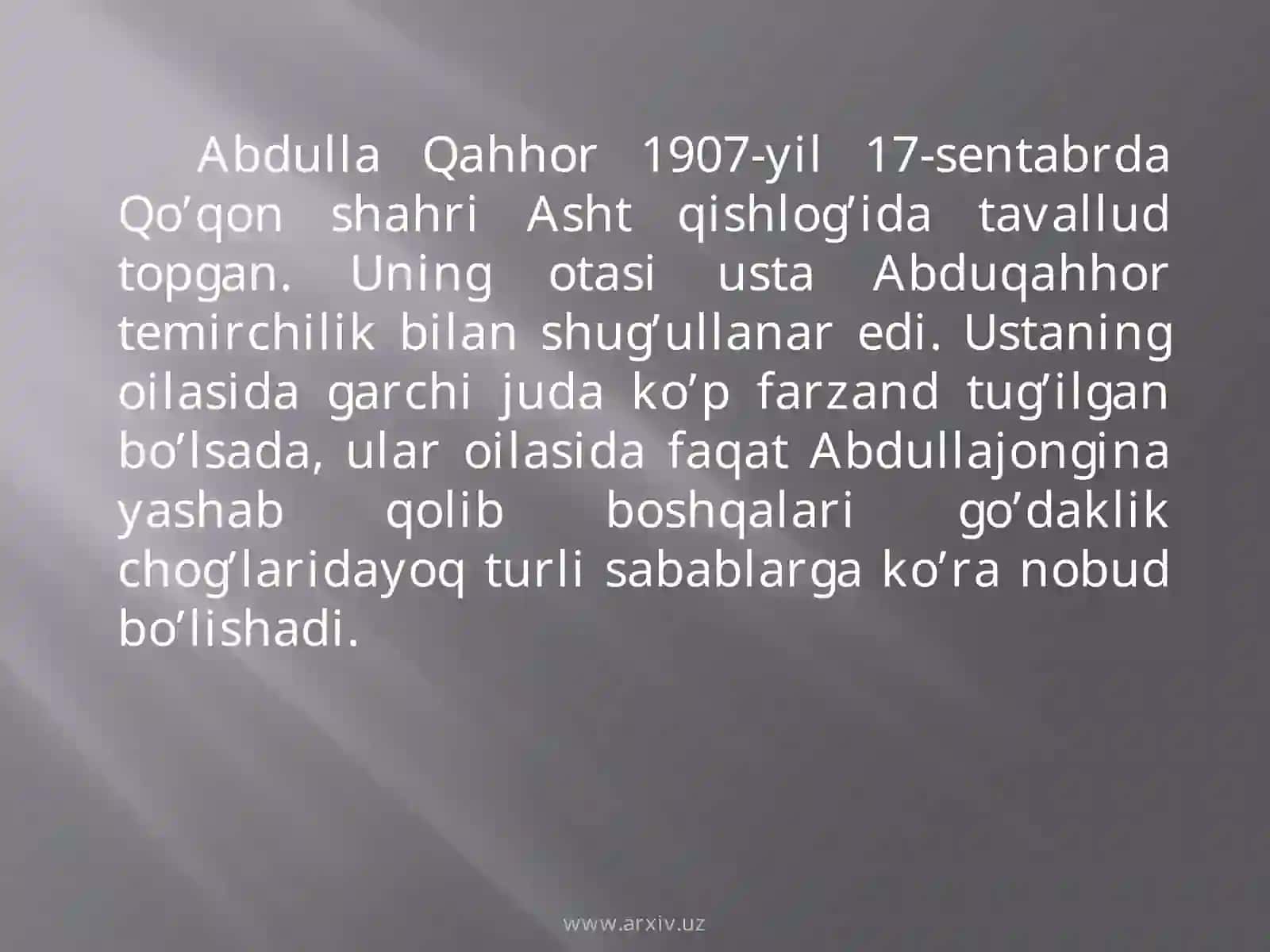 XX asr o‘zbek adabiyotining til xususiyatlari Abdulla Qahhor 3