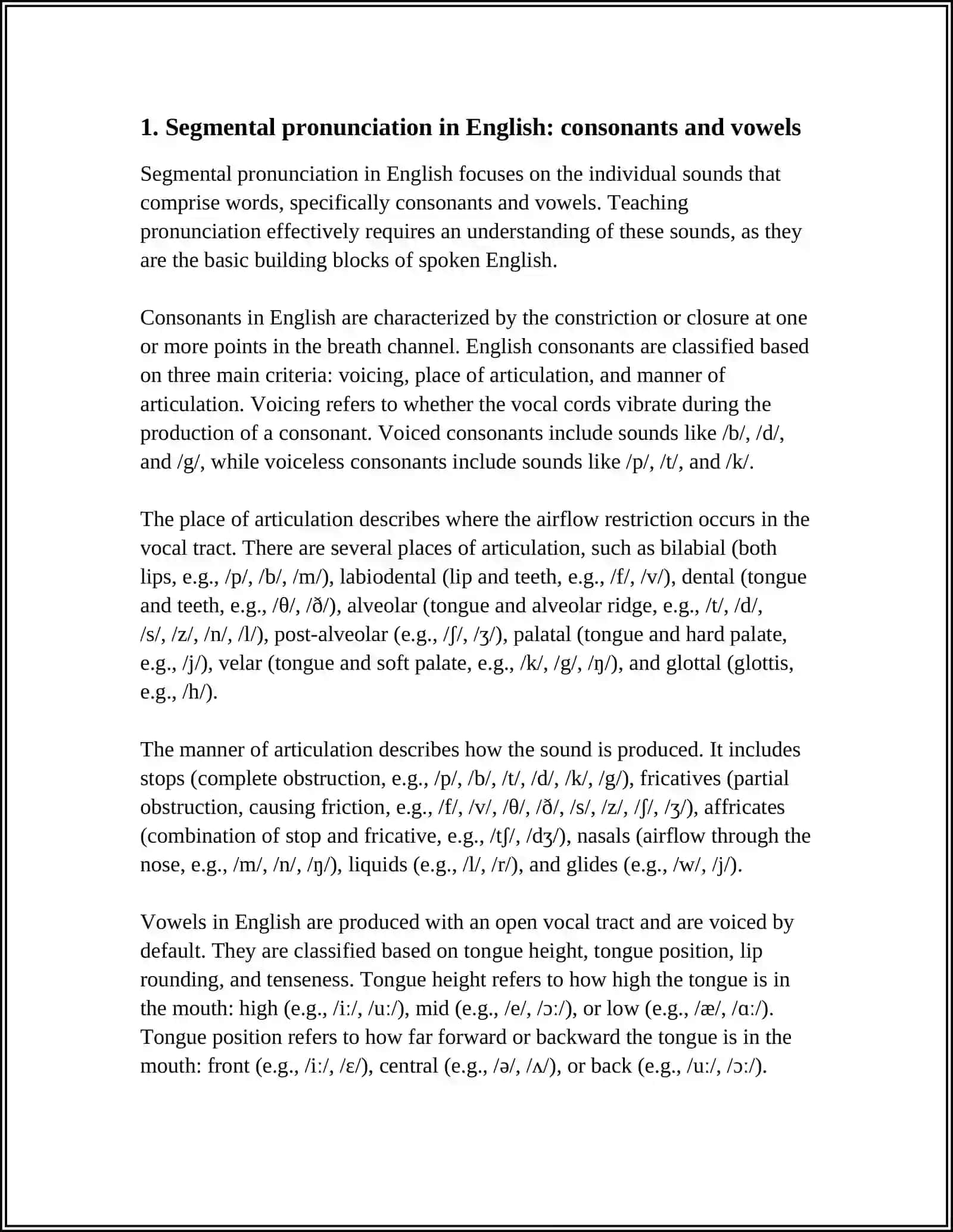 Segmental pronunciation in English: Consonants and Vowels 3