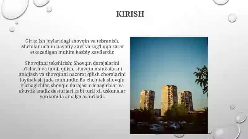 Ish Joylarida ShoʻVqin Va Tebranishni Tekshirish 3