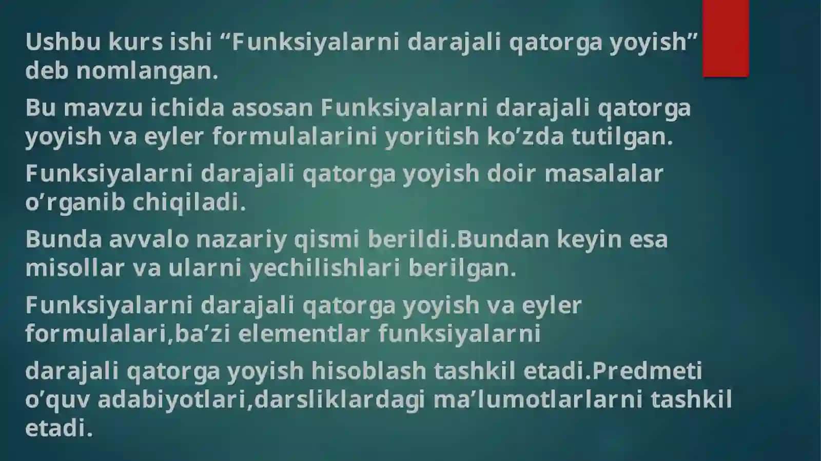 Funksiyalarni daraja liqatorga yo'yish 3