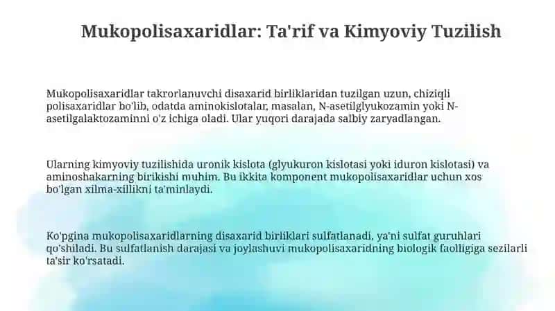 Mukopolisaxaridlar va ularning biologik ahamiyati 3