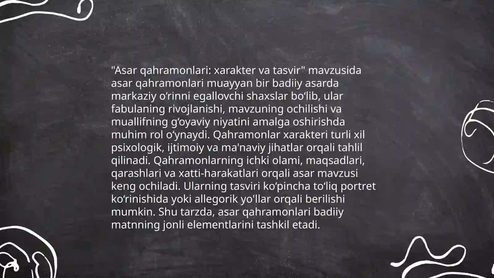 Asar qahramonlari: xarakter va tasvir 3