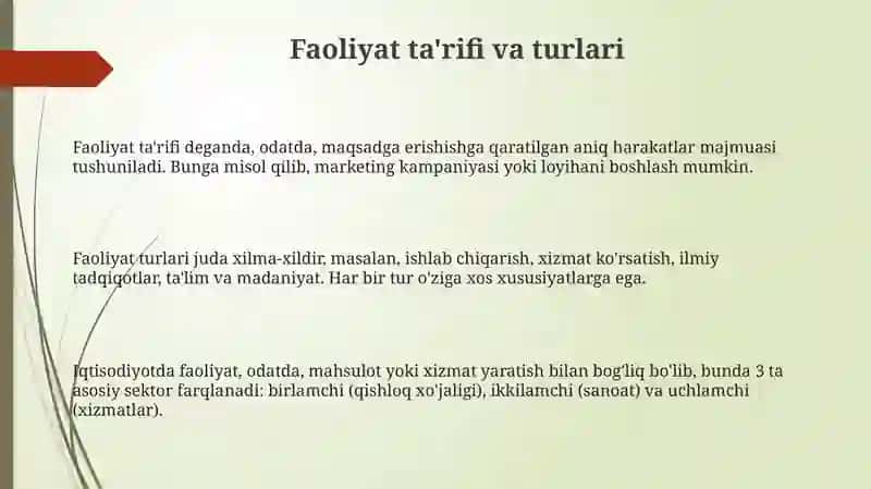 Faoliyat haqida umumiy tushuncha 3