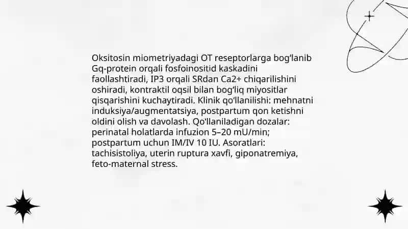 Miometriyaga tasir etuvchi vositalar.Narkoz vositalari 3