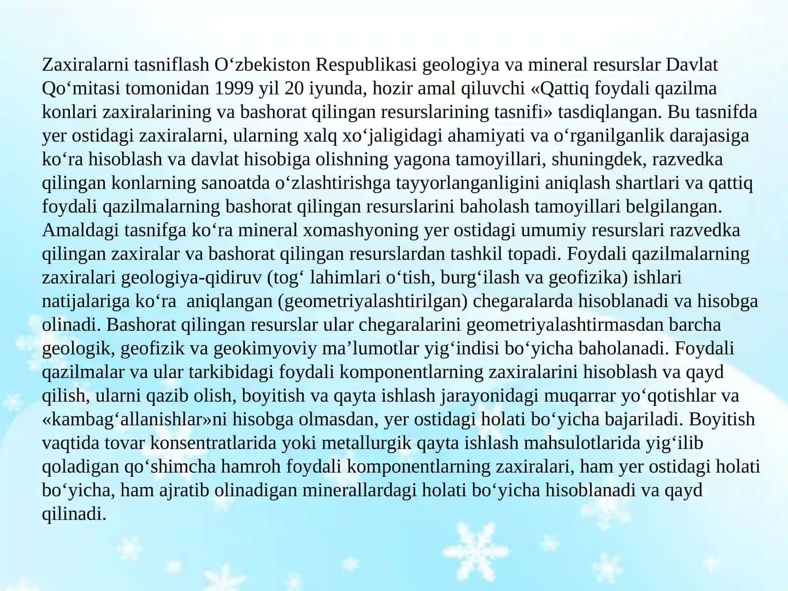Foydali qazilmalar konlari zaxiralarni hisoblash usullari. 3