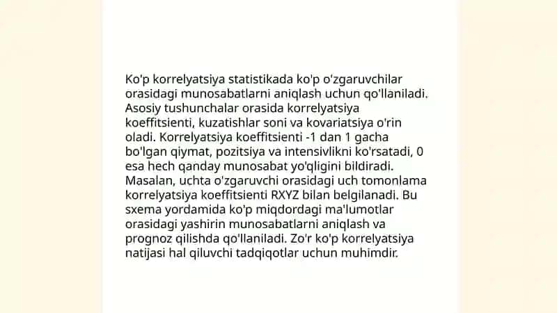 Ko'p korrelyatsiya 3