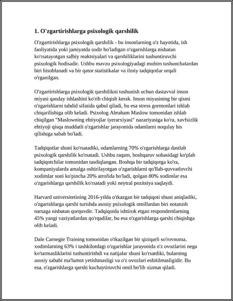 O'zgartirishlarga psixologik qarshilik 3