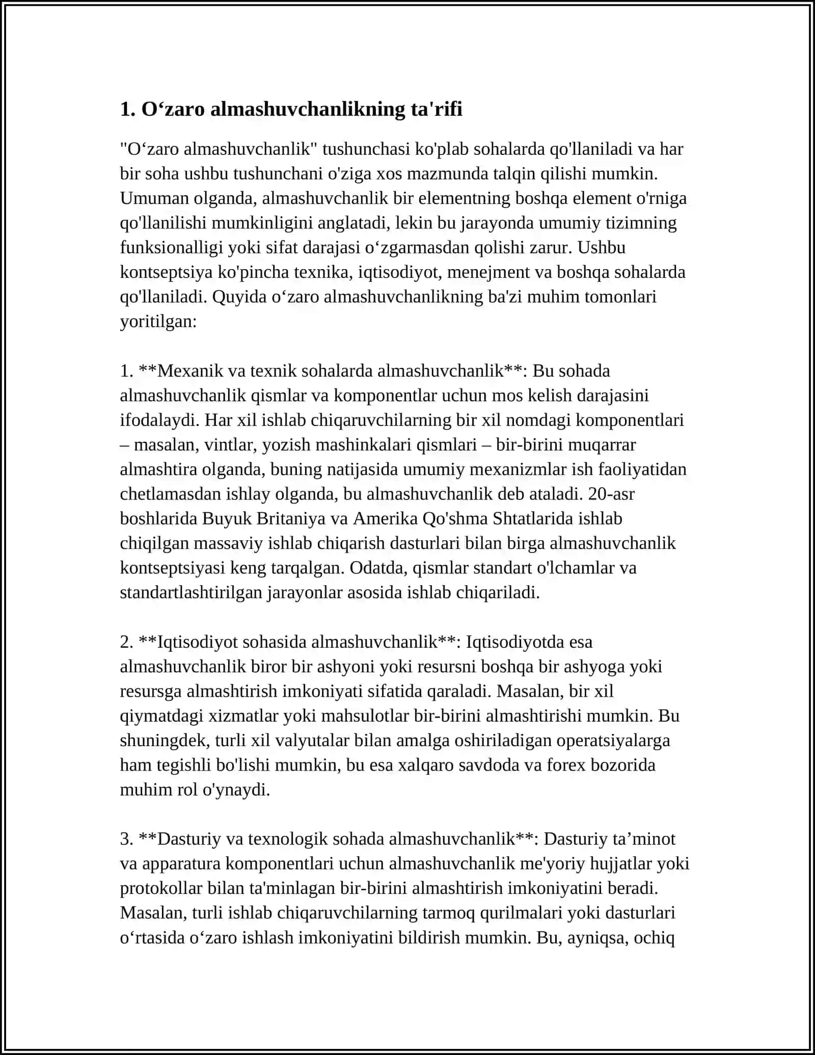 OʻZARO ALMASHUVCHANLIK ASOSLARI 3
