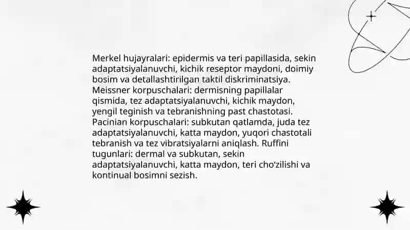 Taktil va haroratretsepsiyalari 3
