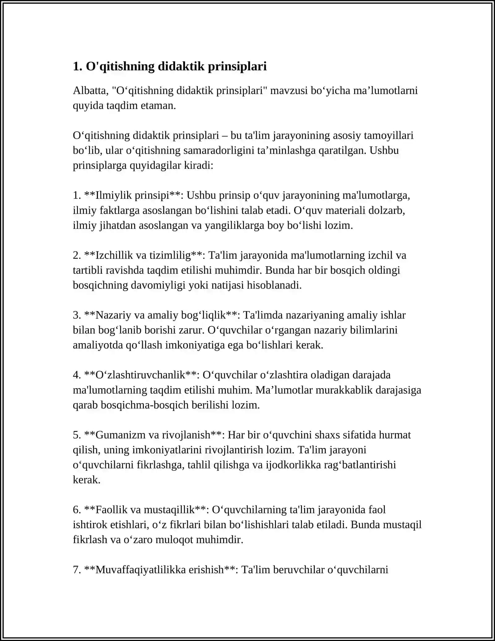 O‘QITISH PRINSIPLARI VA QONUNIYATLARI 3