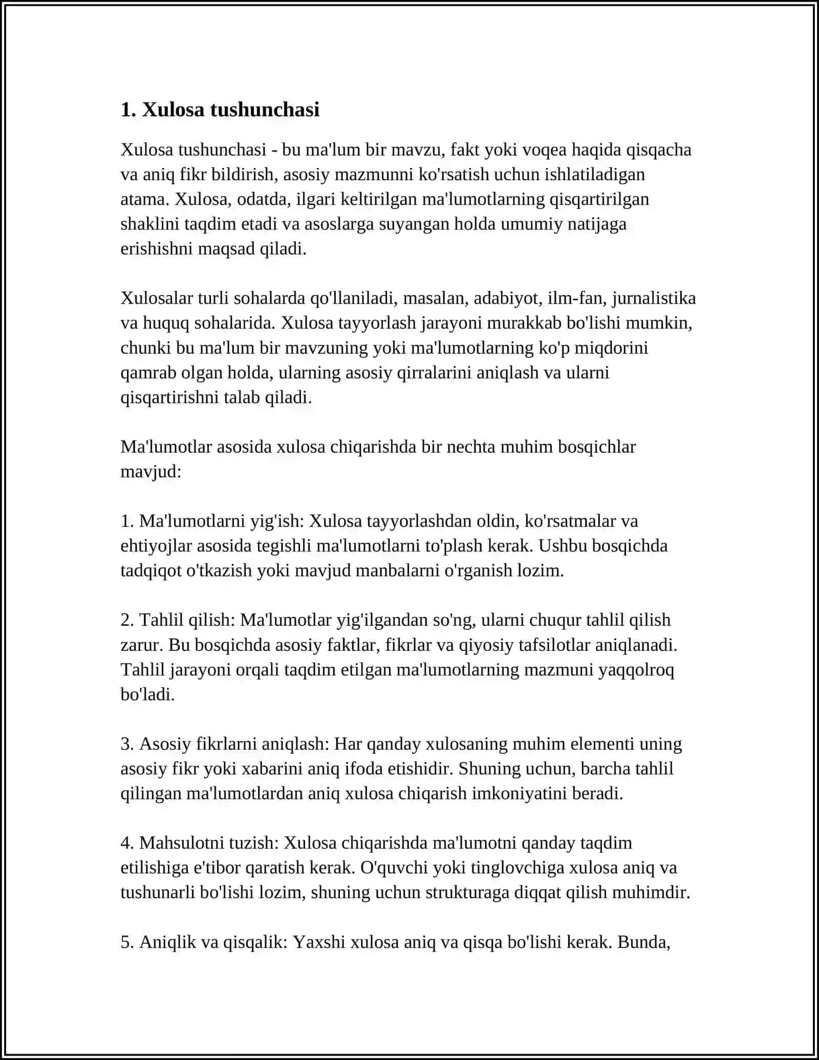 Xulosa Turlari 3
