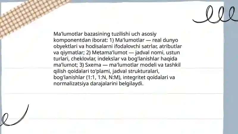 Malumotlar bazasi arxitekturasi 3