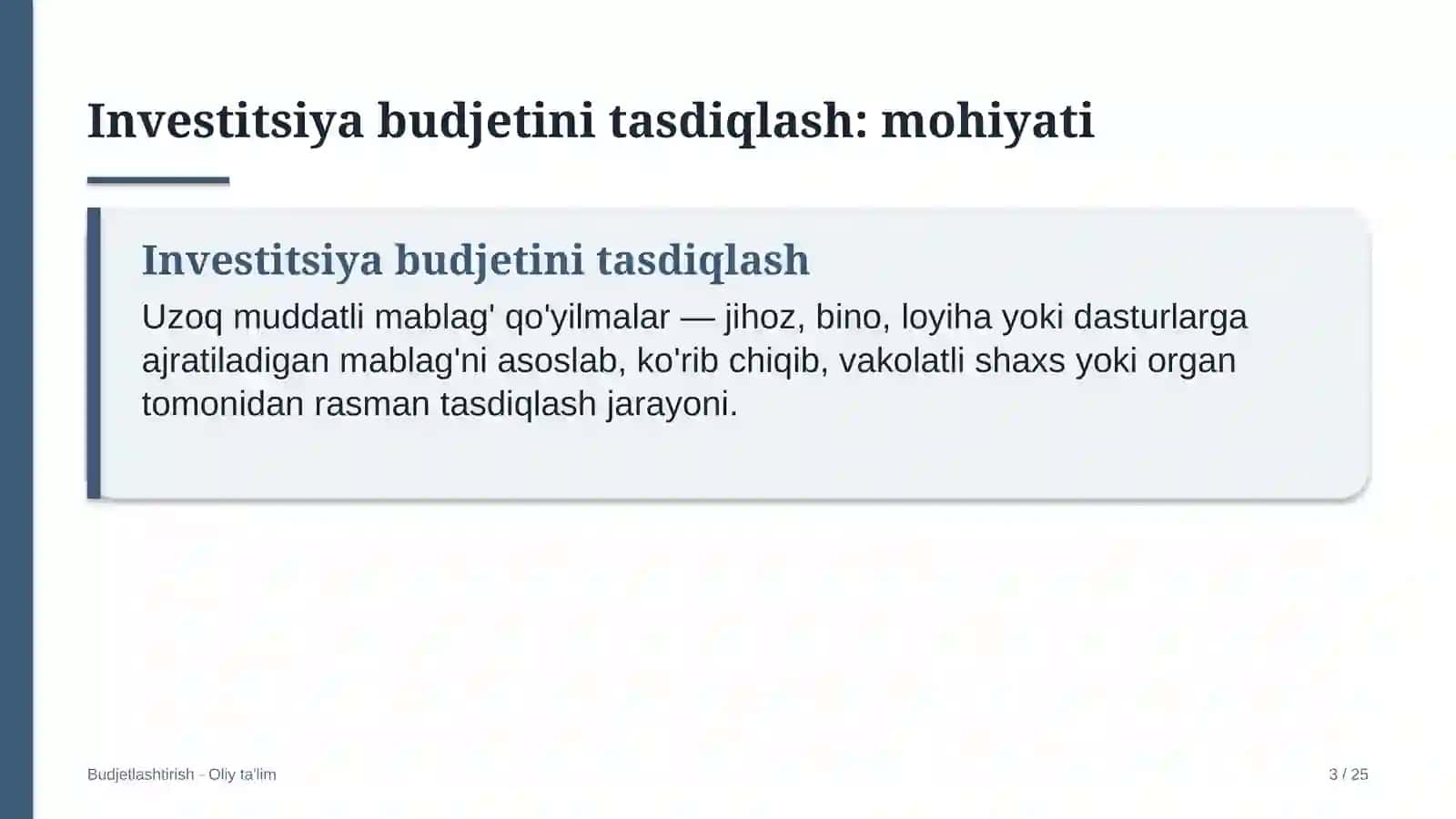 Yangiliklar saytlarida investitsiya budjetini tasdiqlash 3