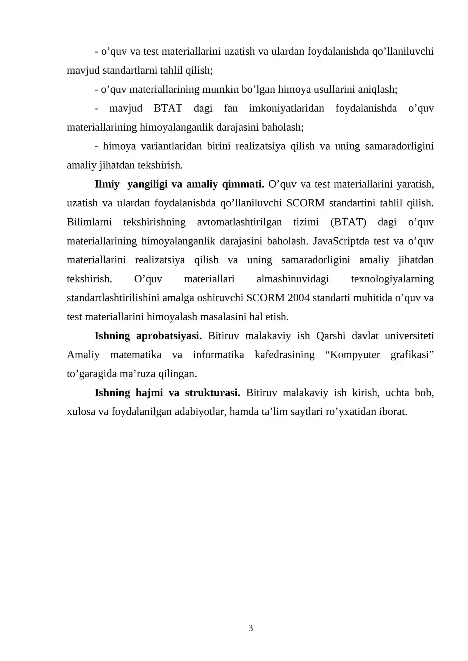 SCORM ta'lim standarti diplom ish BMI 3