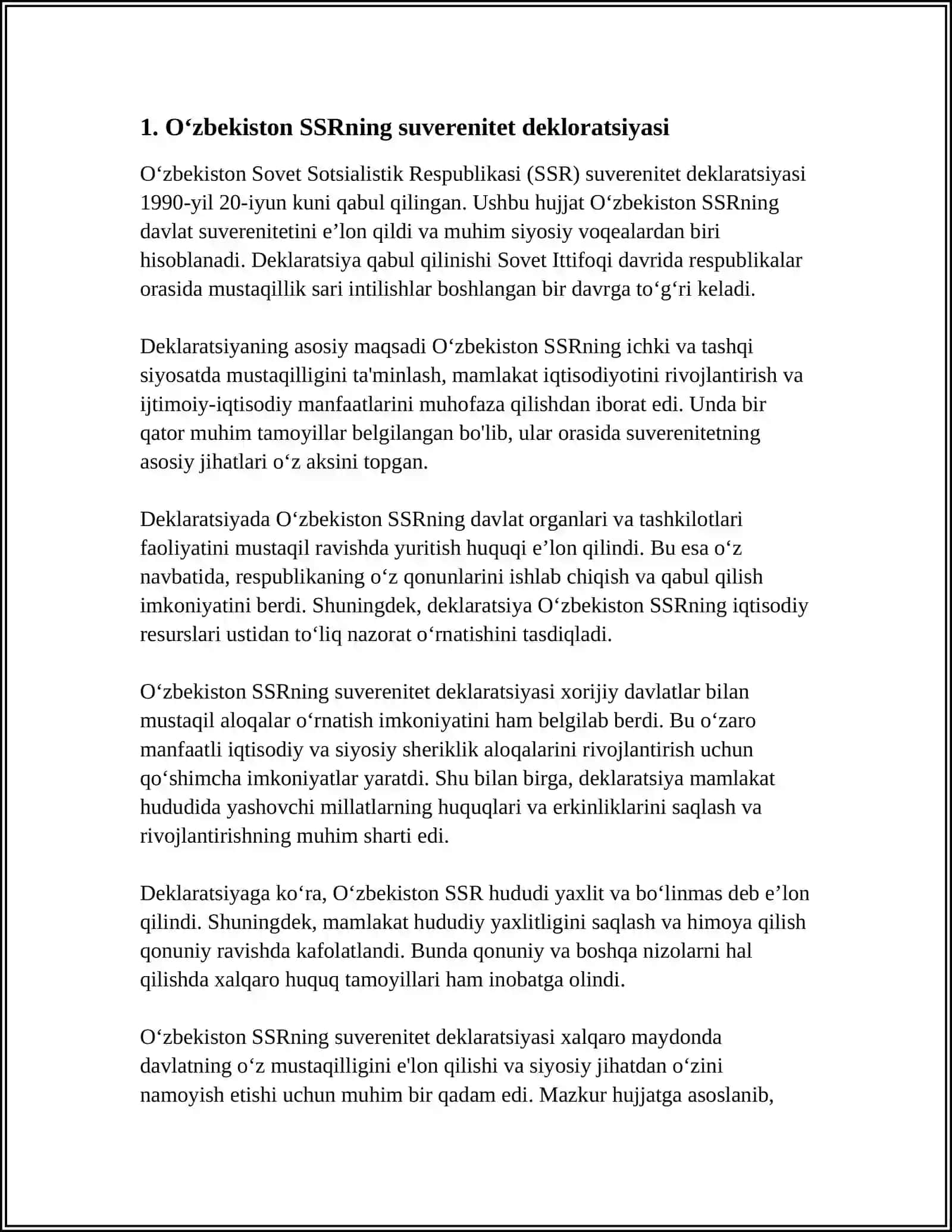 MUSTAQILLIKGA ERISHISH ARAFASIDA OʻZBEKISTONDAGI IJTIMOIY SIYOSIY JARAYONLAR 3