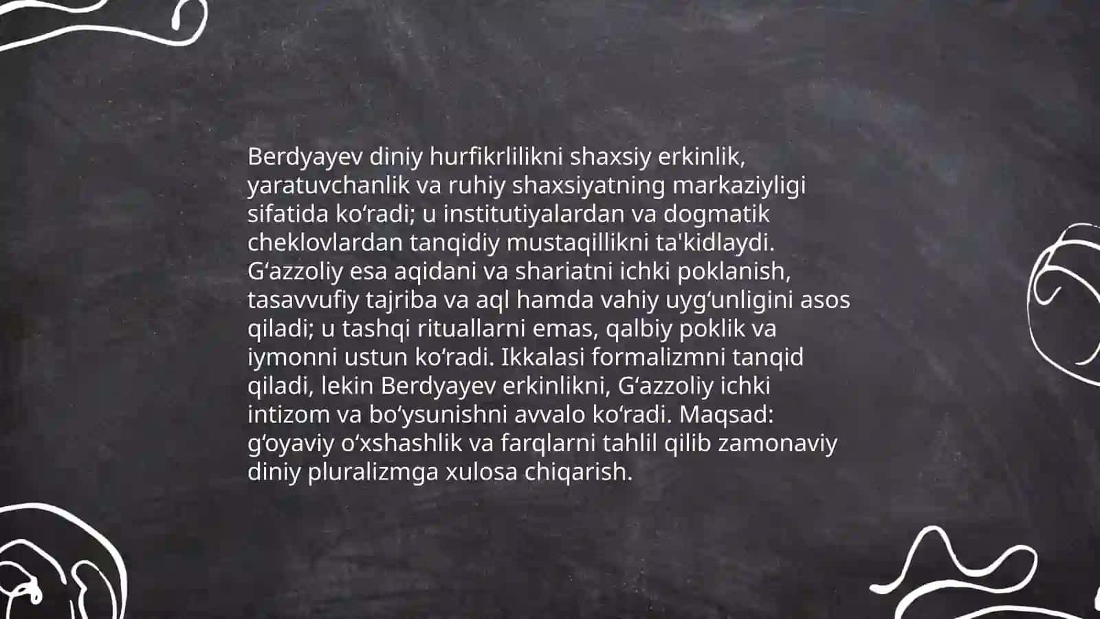 Din va hurfikrlilik - Berdyayev va Gʻazzoliy qiyoslash 3