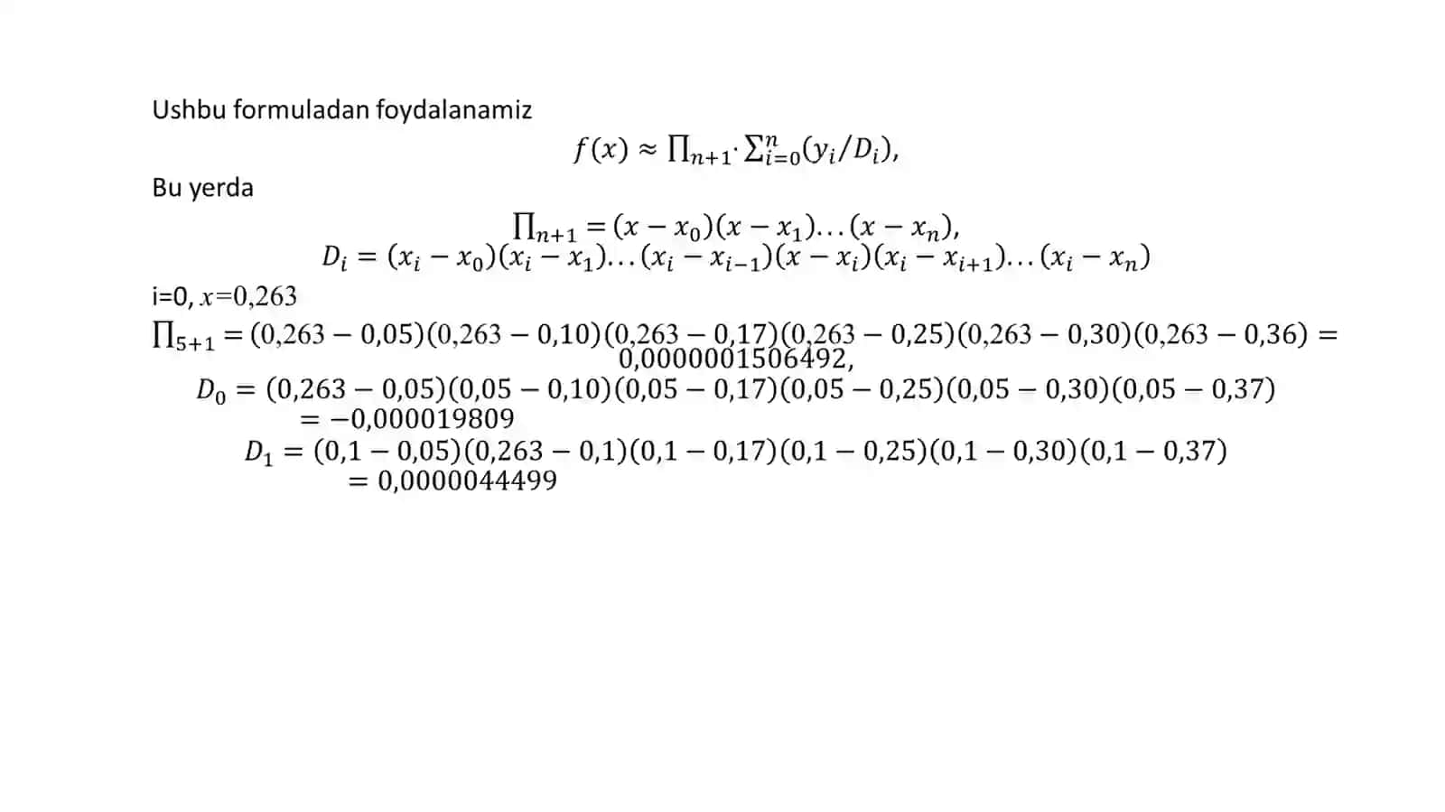 Lagranj interpolyatsion formulasi 3