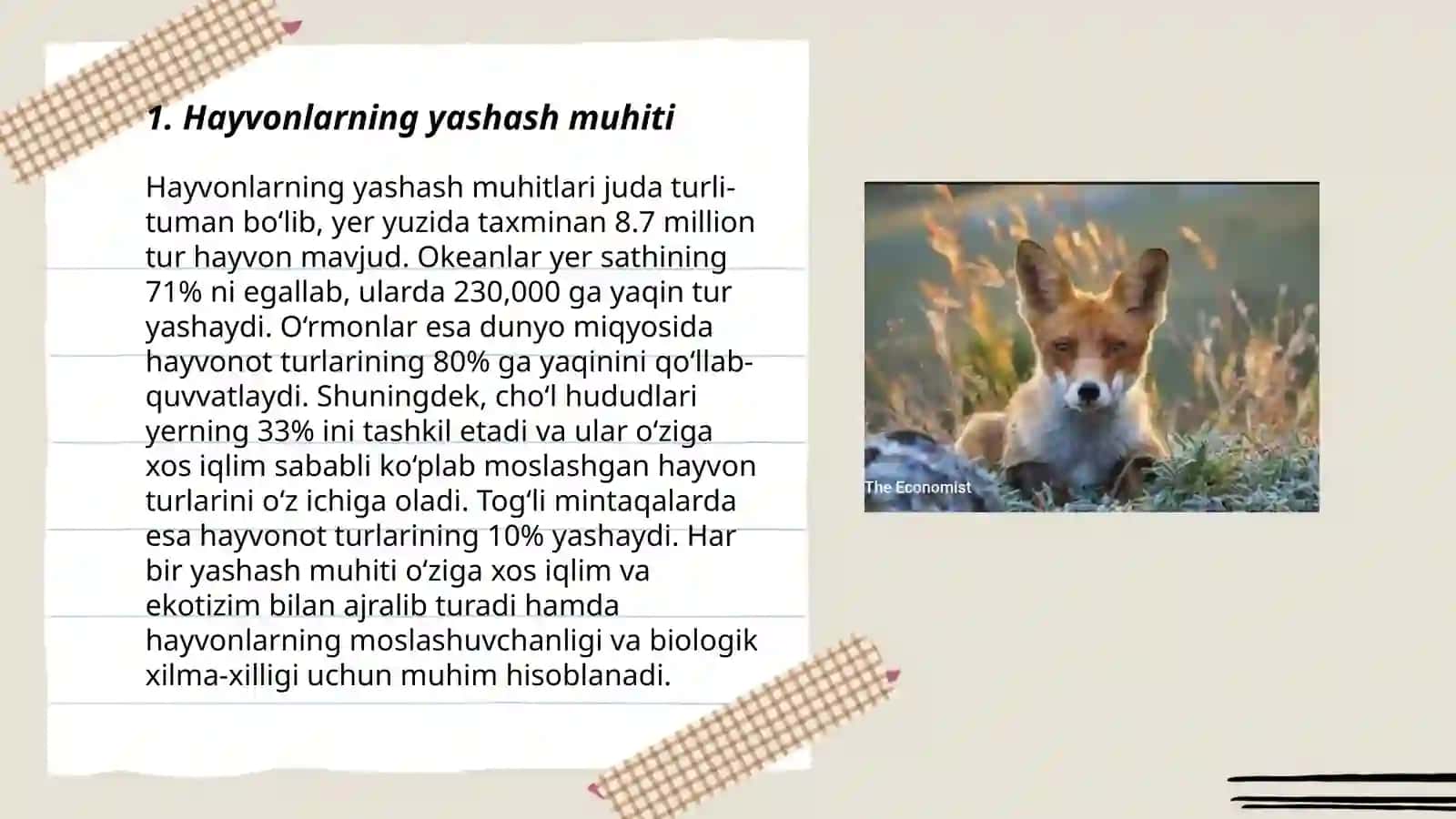 Hayvonot olamining yashash tarzi, ko'payshi va tarqalishiturlari 3
