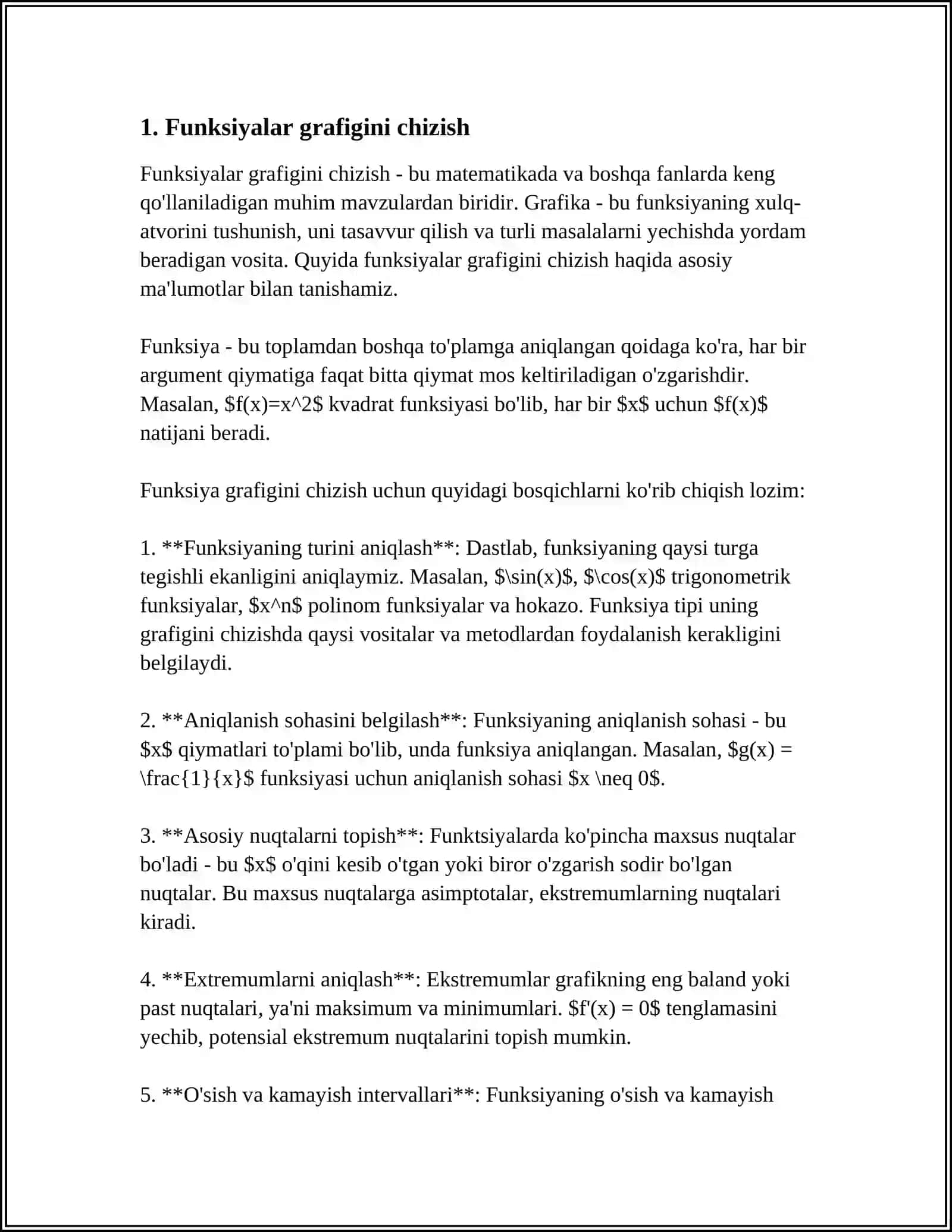 FUNKSIYANI TOʻLA TEKSHIRISH 3