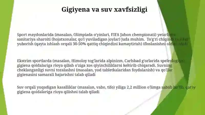 Suv sportlarida gigiena qoidalari 3