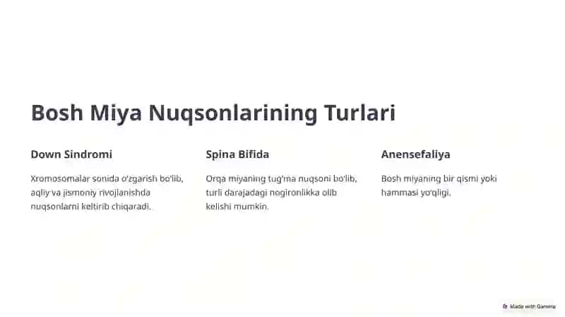 Bosh Miya Tugʻma Nuqsonlari 3