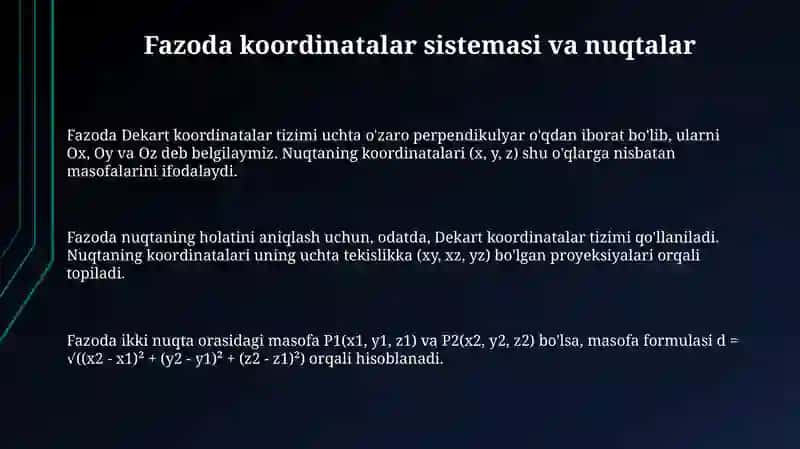 Fazoda analitik geometriya elementlari 3