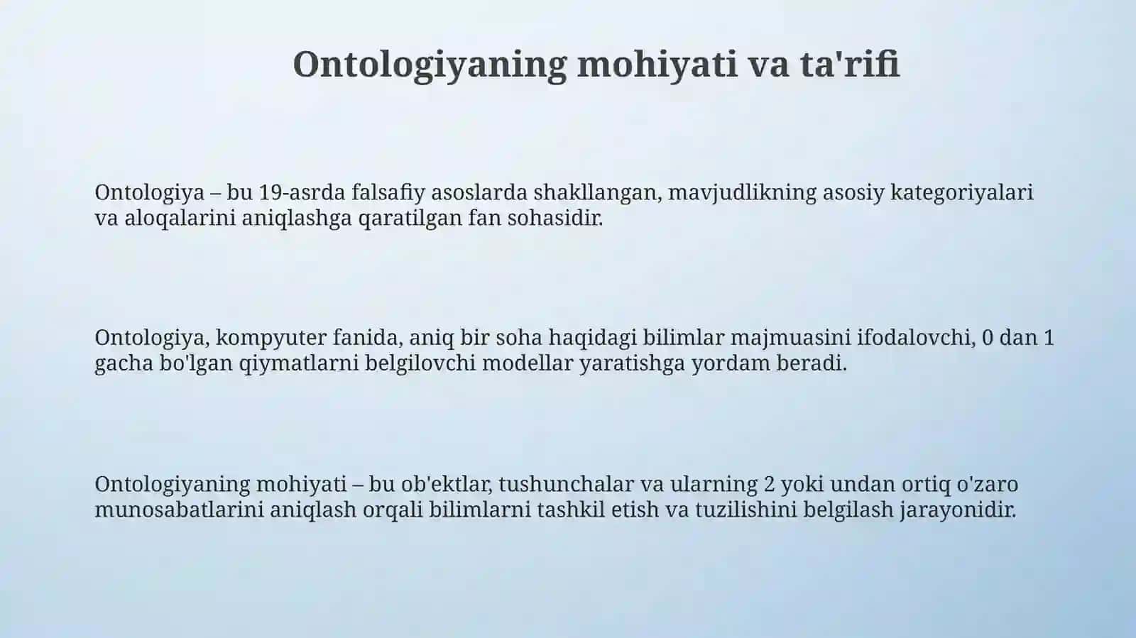 Ontologiyaning mohiyati va ta'rifi 3