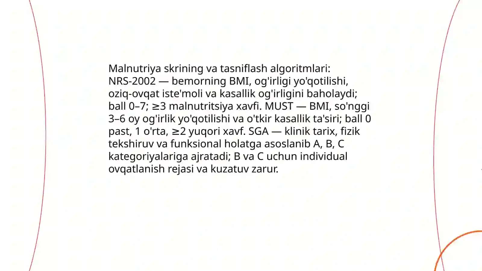 Malnutriya skrining va tasniflash algoritmlari 3
