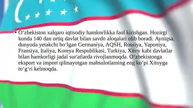 O‘zbekiston eksport va import faoliyatini tashkil etish jarayonlari 3