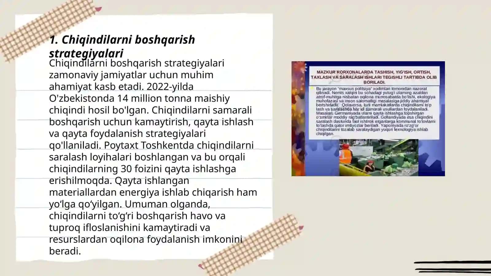 Chigindilarni kamaytirish va qayta ishlash 3