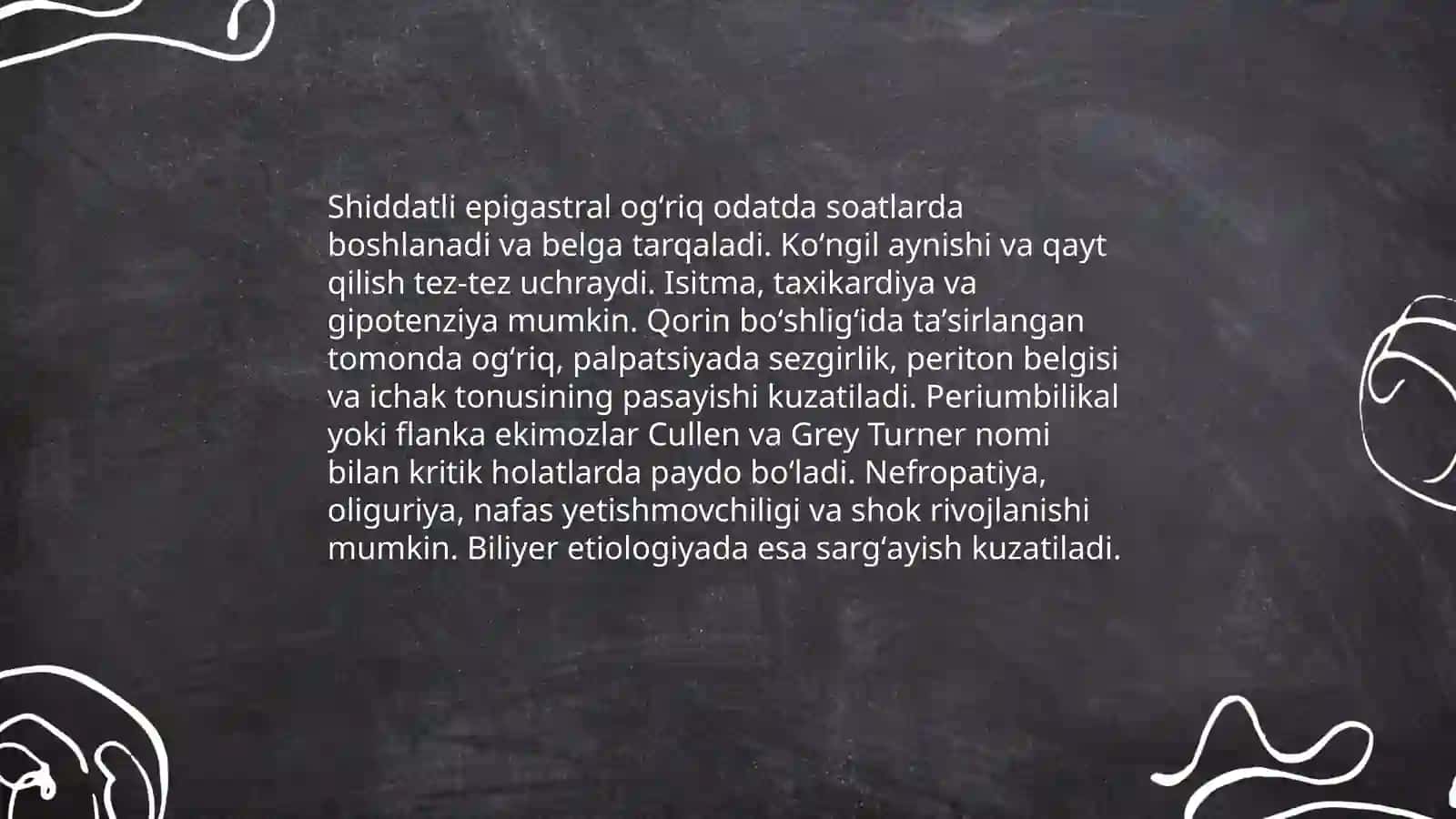 Oʻtkir pankreatitning klinikasi 3
