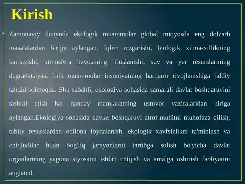 Ekologiyasohasida davlat boshqaruvitushunchasi 3