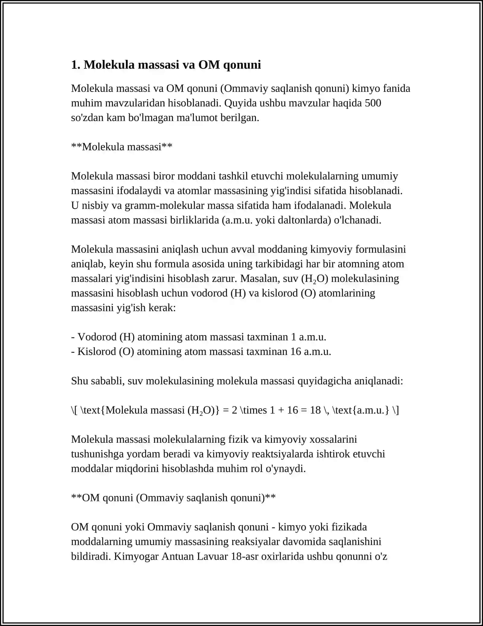 MUSTAQIL ISH Mavzu: OM QONUNI 3