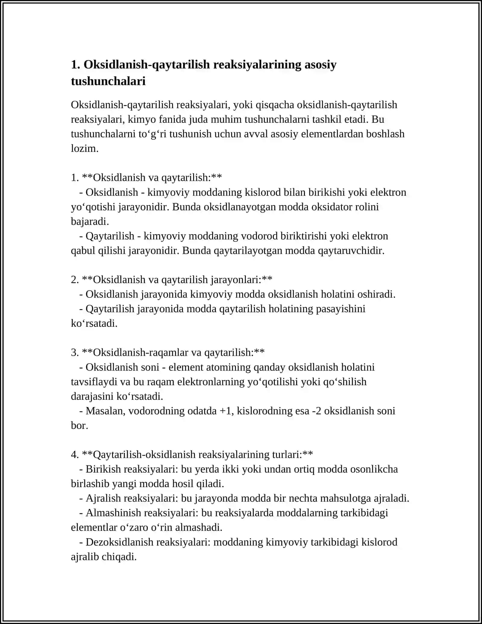OKSIDLANISH QAYTARILISHGA DOIR REAKSIYALAR 3