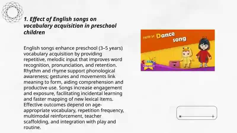 Effect of English songs on preschool children's vocabulary acquisition 3